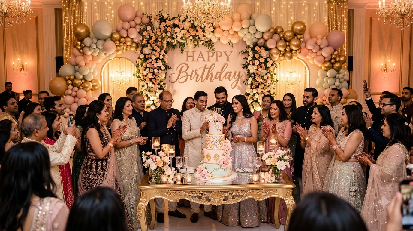 Guests celebrating at a luxury birthday party