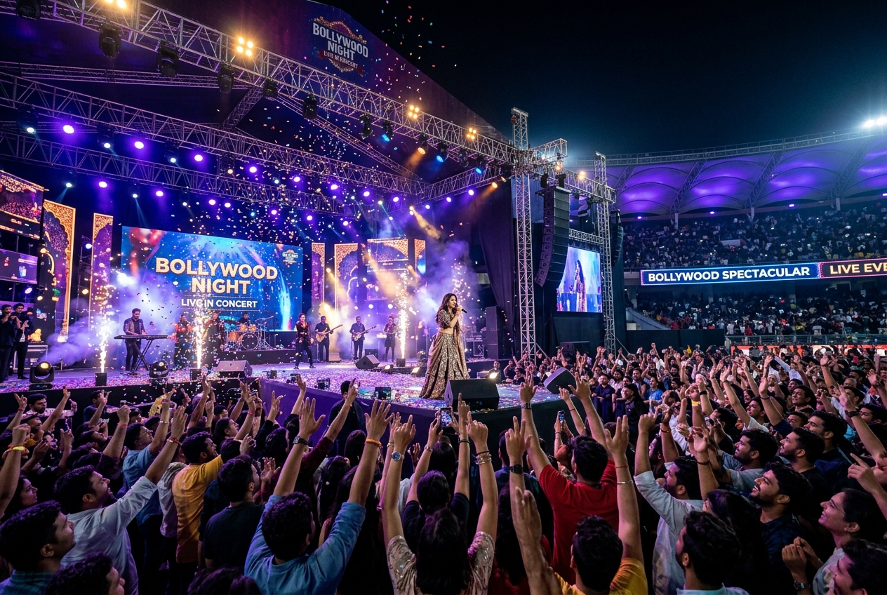 A spectacular Bollywood night concert with massive crowd